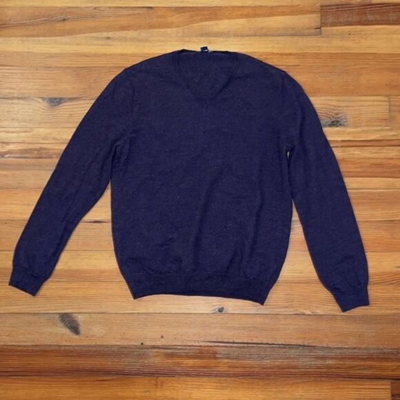 Gap Purple Merino Wool Knit Pullover V-Neck Sweater Men's Size Large Preppy - Picture 4 of 10